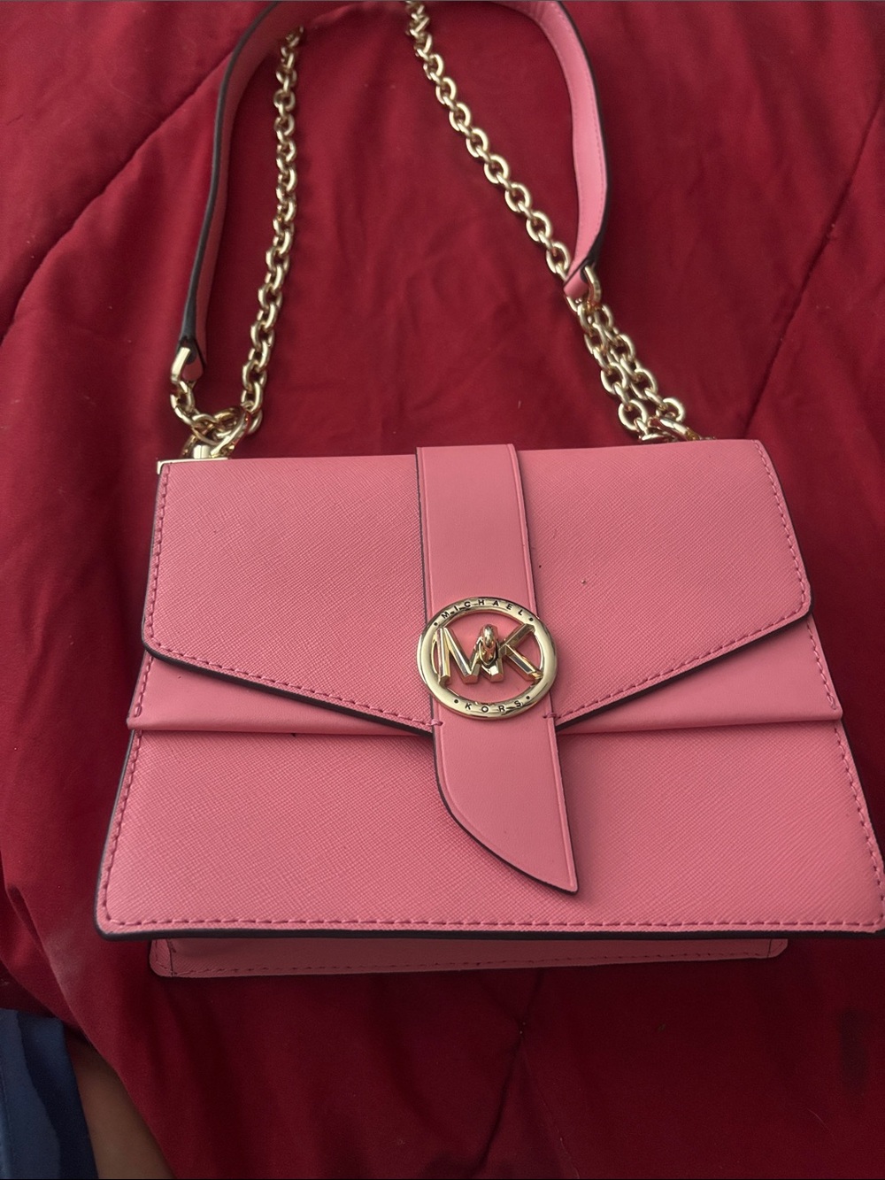 Michael Kors Pink Leather Chain-Strap Crossbody